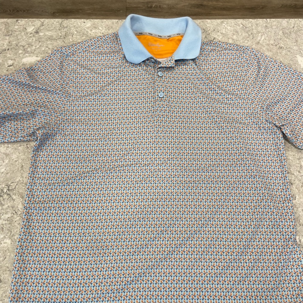 Walter Hagen Light Blue and Orange Polo Shirt